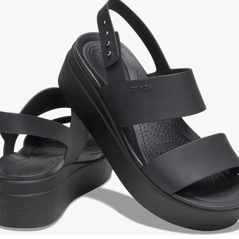 CROCS Black Platform Sandals Size 8